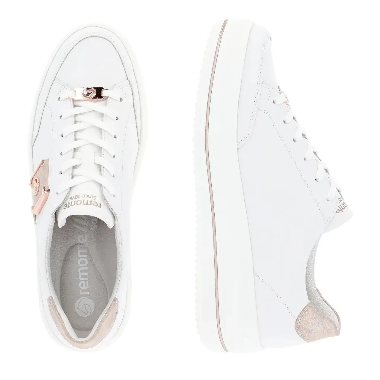 Remonte White & Rosé Wedge Sneaker