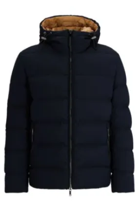 Reversible down jacket in a wool blend