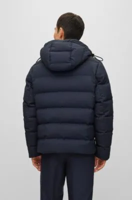 Reversible down jacket in a wool blend