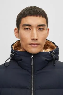 Reversible down jacket in a wool blend