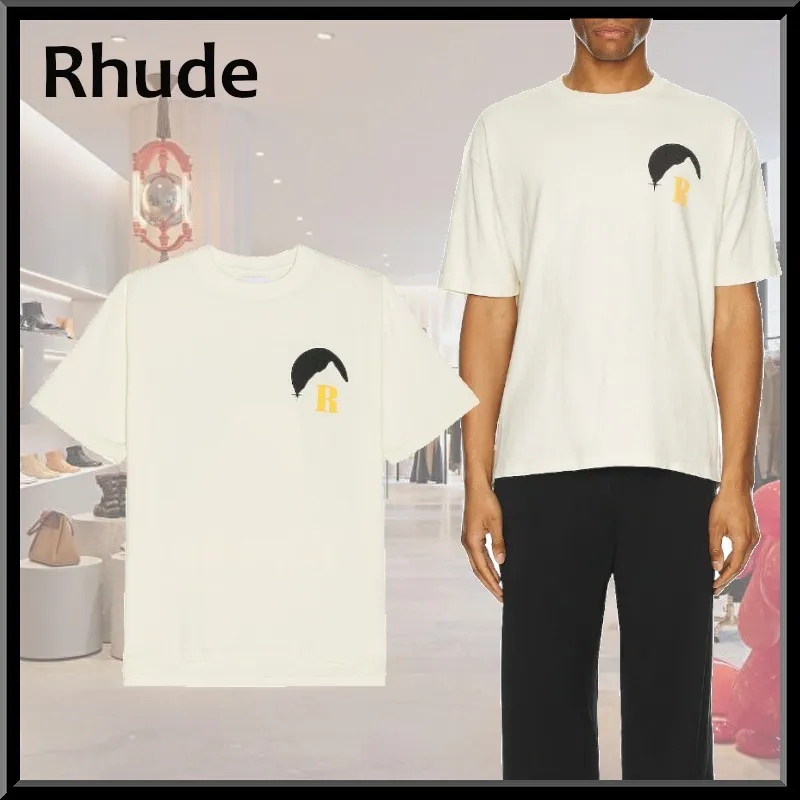 RHUDE  |Crew Neck Pullovers Street Style Cotton Short Sleeves Logo