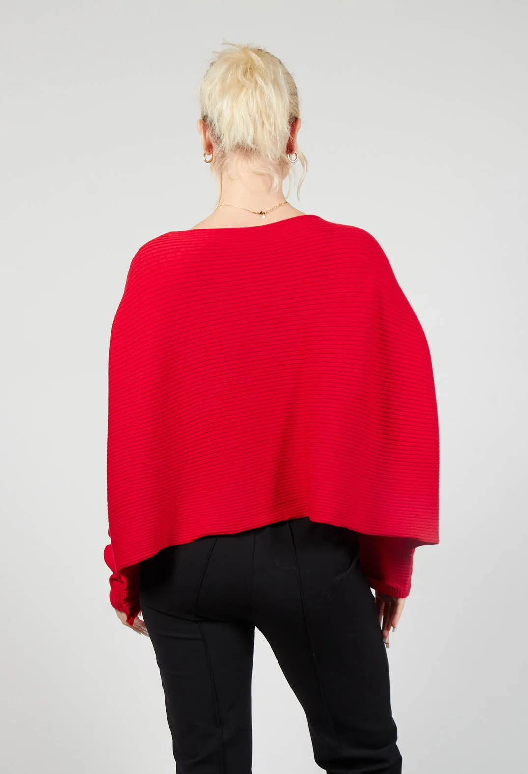 Ribbed Drop Shoulder Jumper in Red