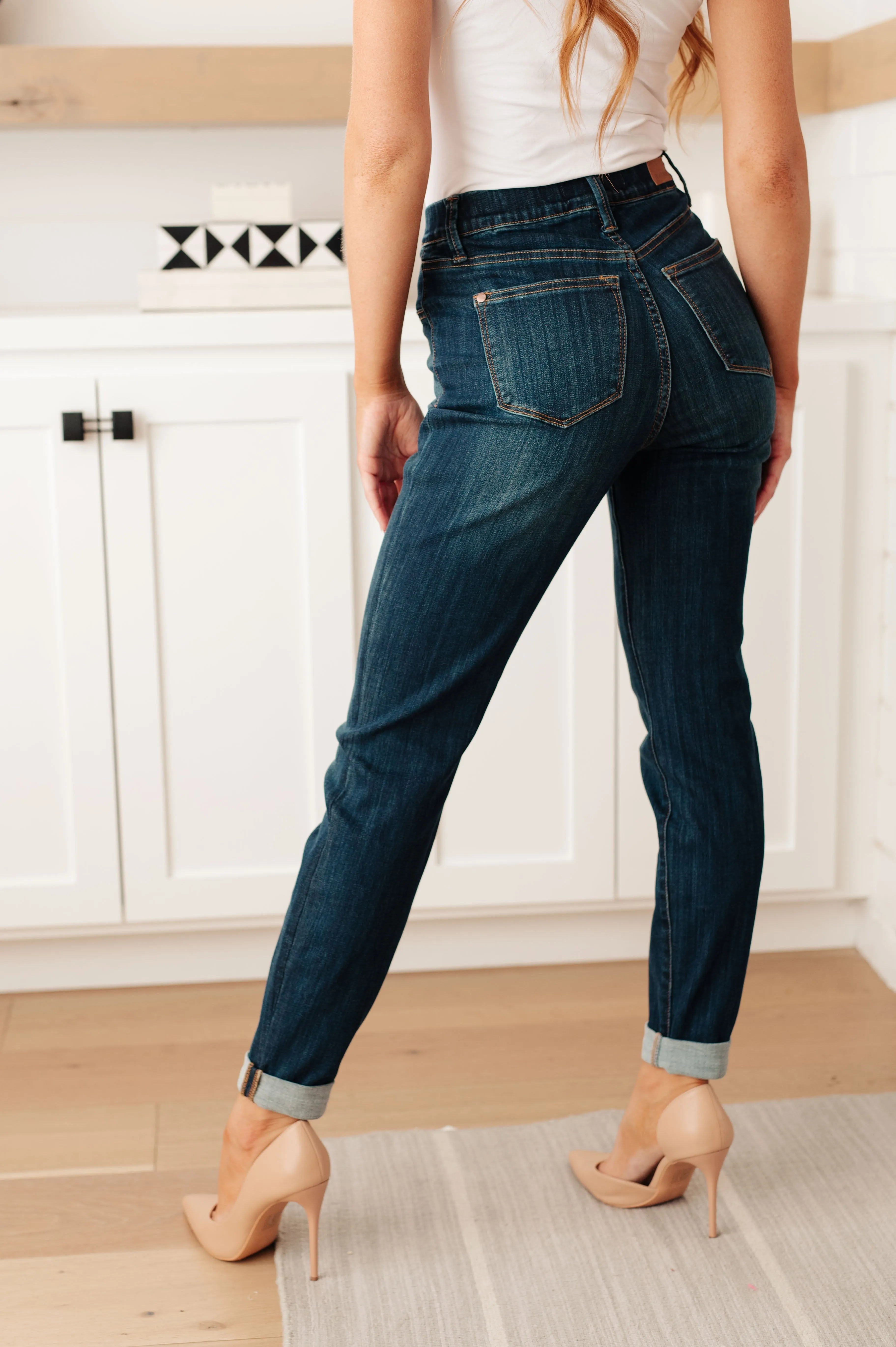 Rowena High Rise Pull On Double Cuff Slim Jeans