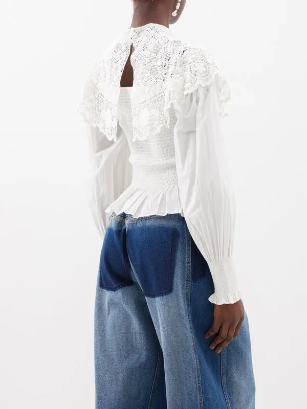 Sea NEW YORK  |Long Sleeves Cotton Lace Elegant Style Puff Sleeves