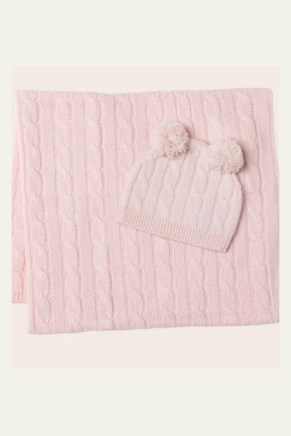 Sofia Cashmere Angel Cable Baby Hat and Blanket Set