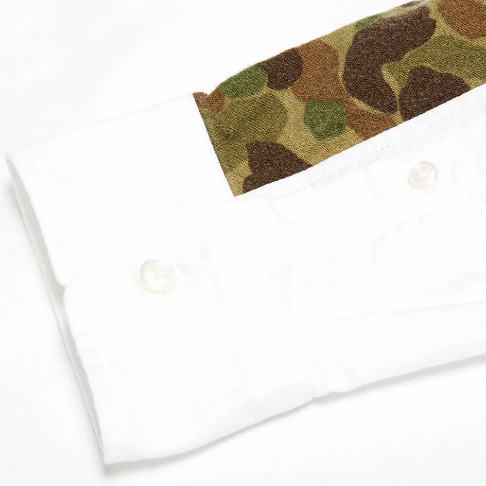 SOPHNET. Button Down Camouflage Panel Oxford ShirtWhite