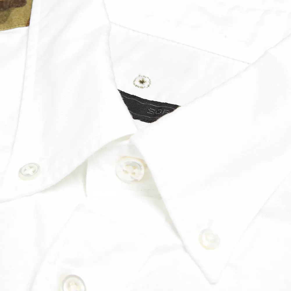 SOPHNET. Button Down Camouflage Panel Oxford ShirtWhite