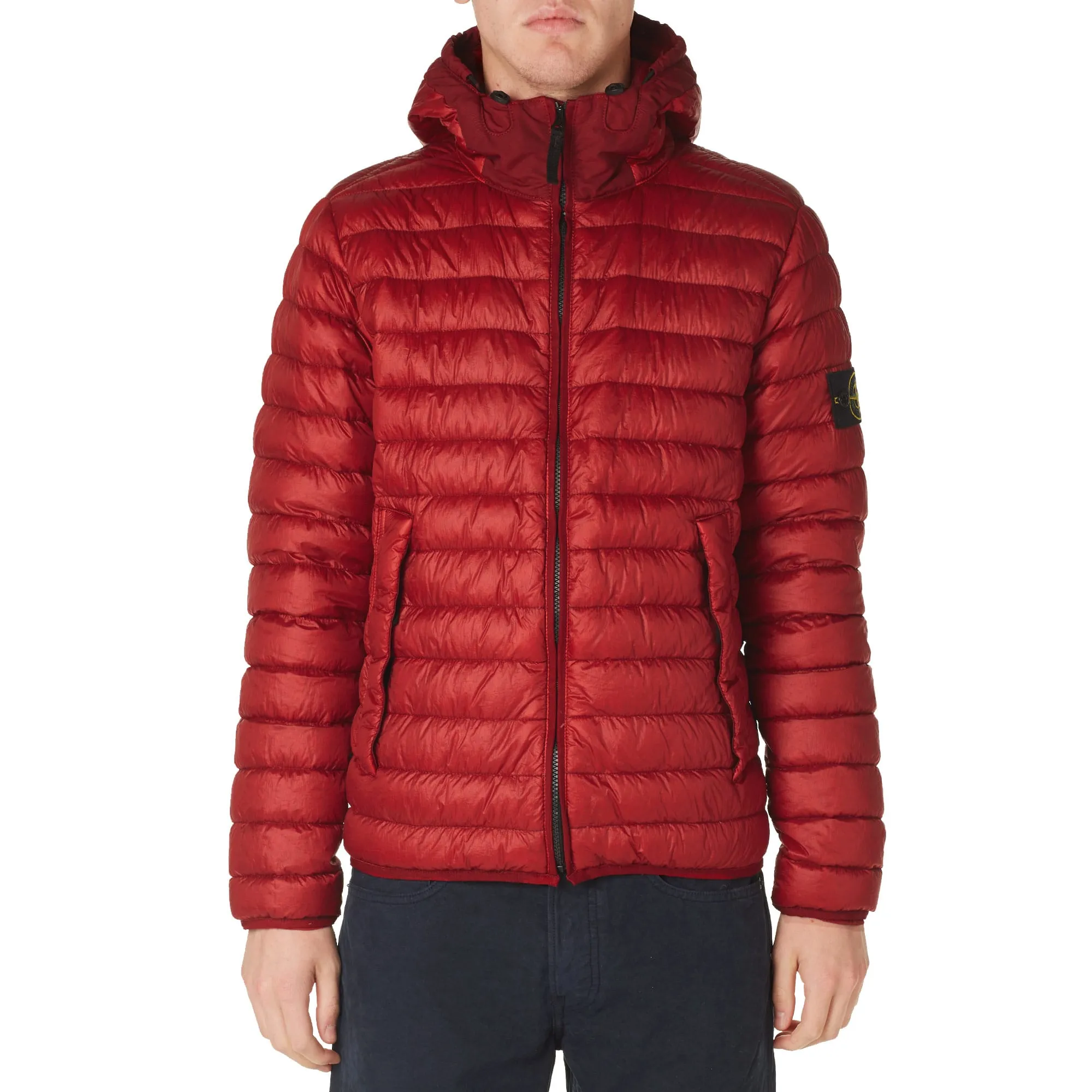 Stone Island Garment Dyed Down Hooded JacketRed