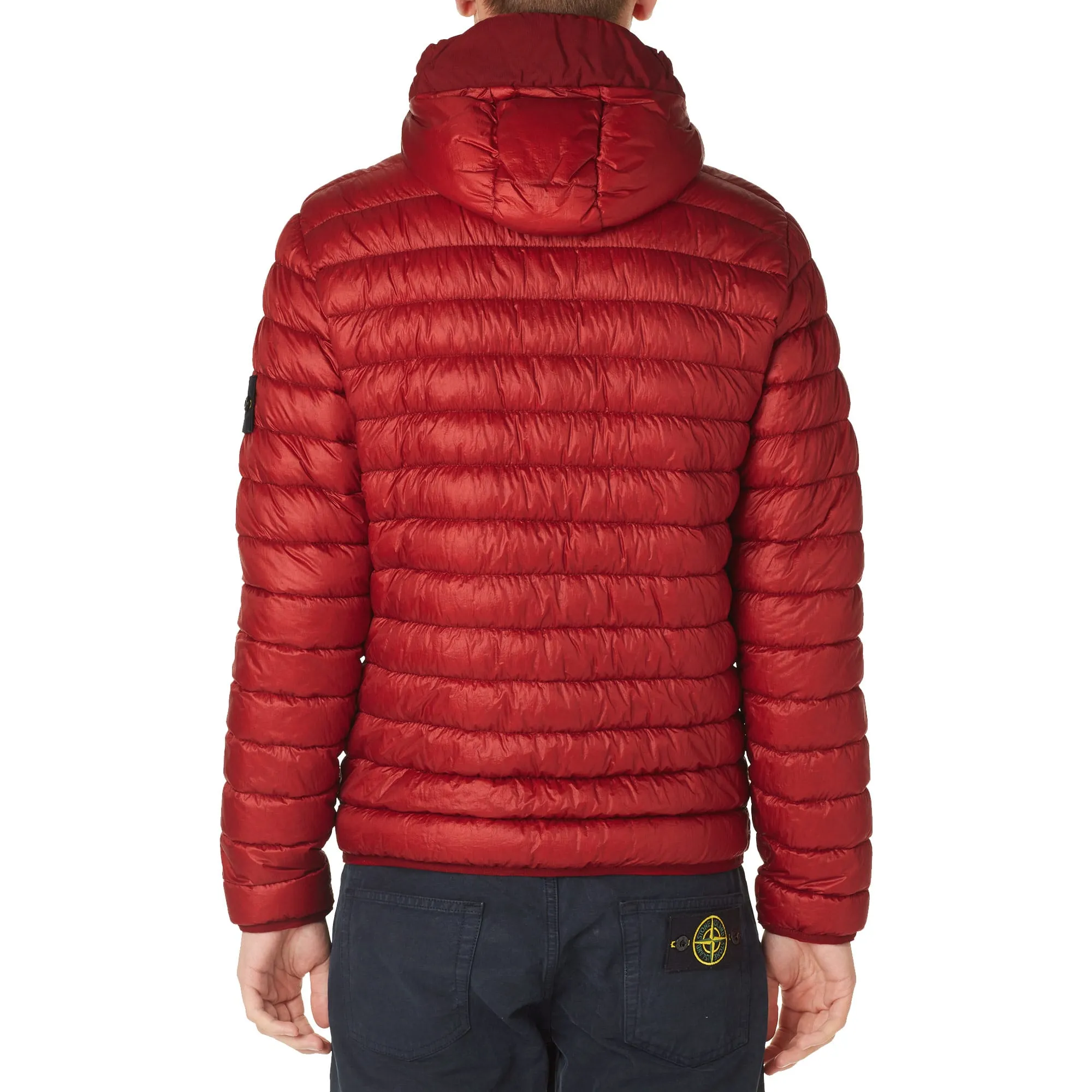 Stone Island Garment Dyed Down Hooded JacketRed