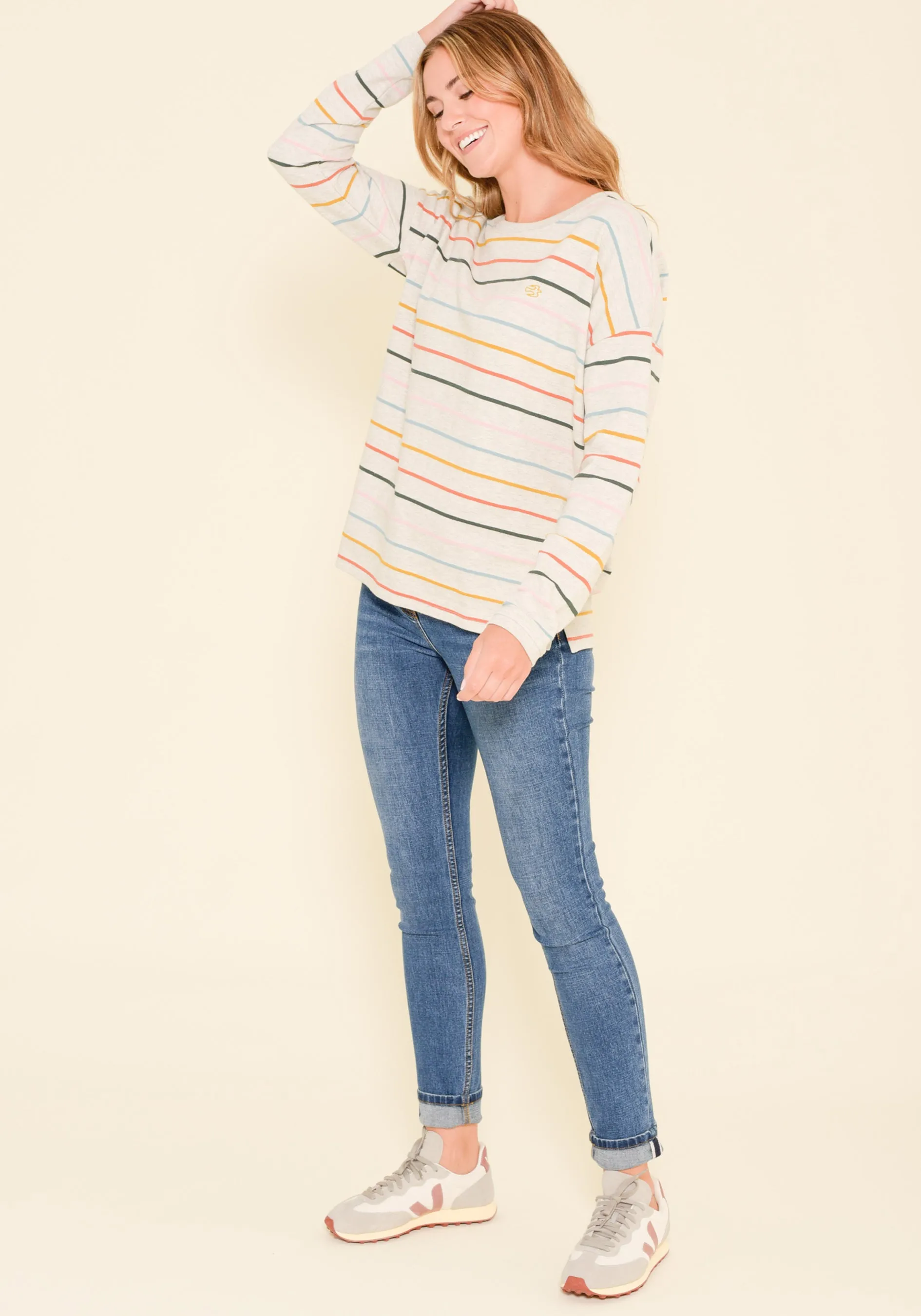 Stripe Drop Shoulder Crew Neck