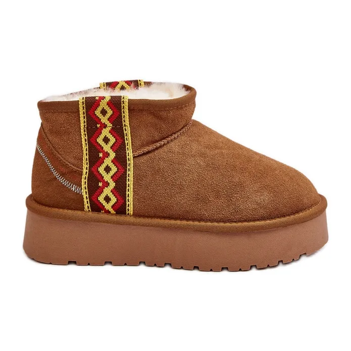 Suede Women's Snow Boots With a Thick Sole Camel Vebissat brown