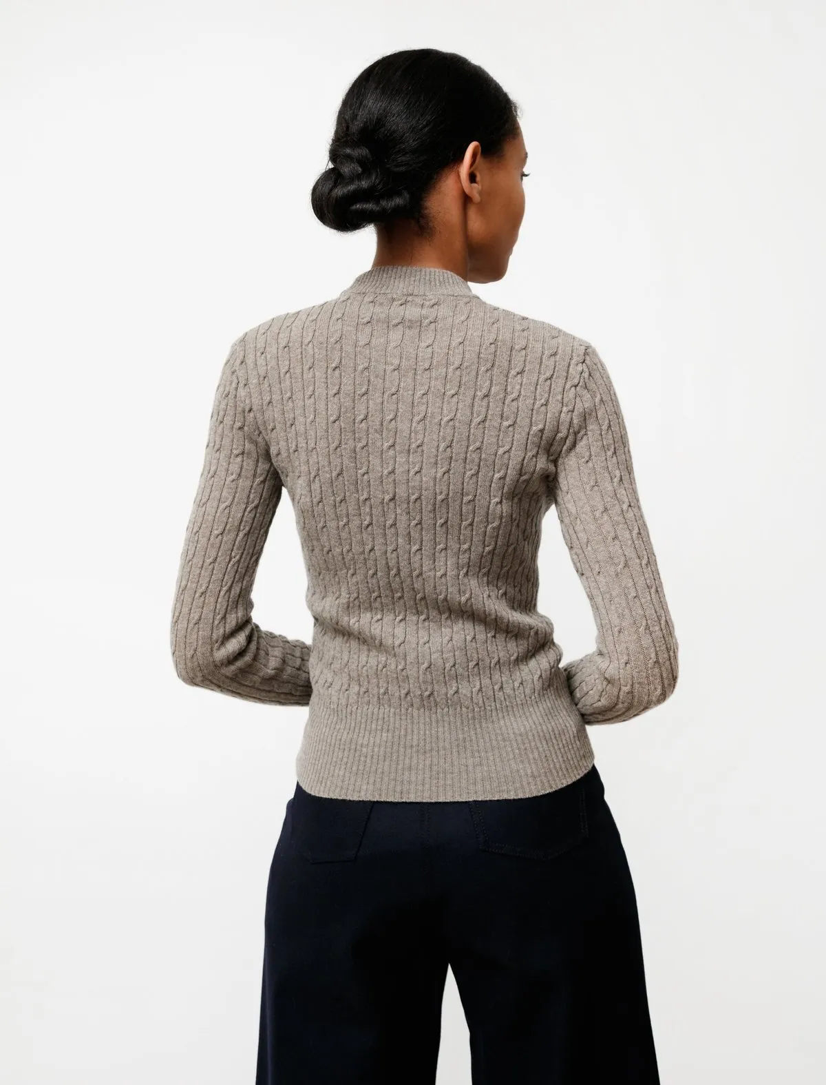 Thin Cable Knit sweater - Taupe