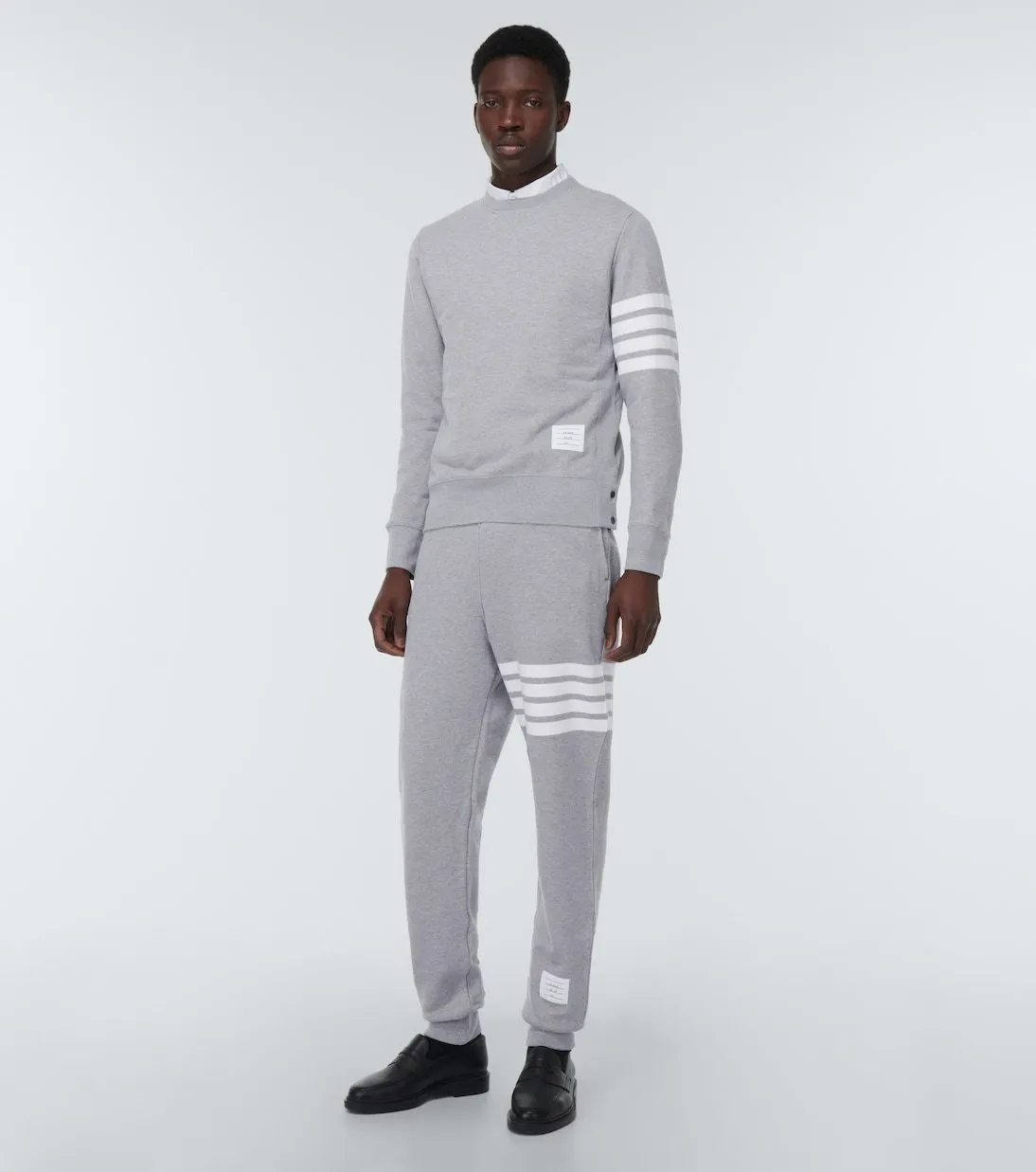 THOM BROWNE  |Crew Neck Pullovers Stripes Sweat Long Sleeves Cotton Logo