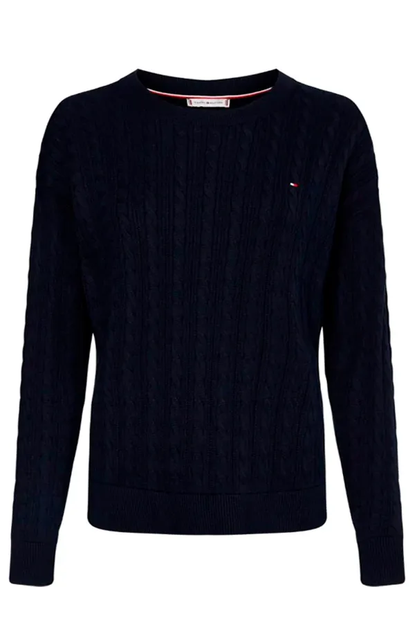 Tommy Hilfiger Women Cable Knit Pullover Navy