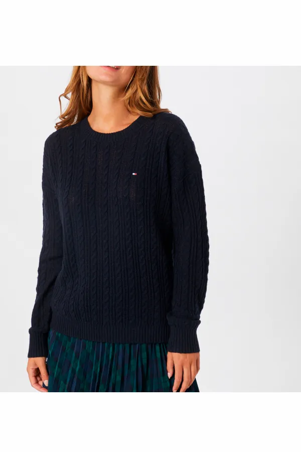 Tommy Hilfiger Women Cable Knit Pullover Navy