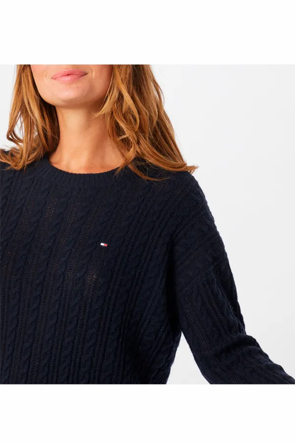 Tommy Hilfiger Women Cable Knit Pullover Navy