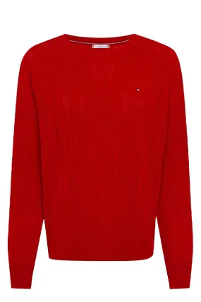 Tommy Hilfiger Women Cable Knit Pullover Red