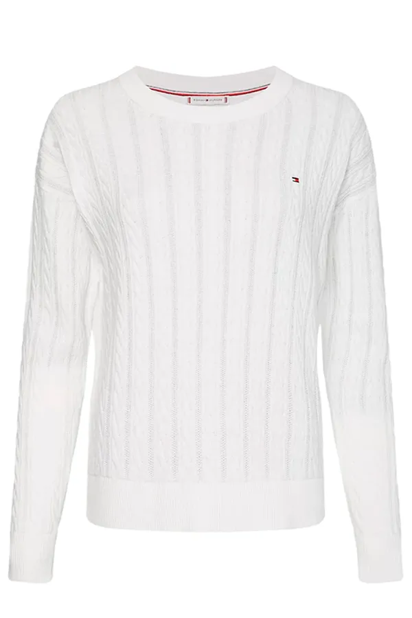 Tommy Hilfiger Women Cable Knit Pullover White