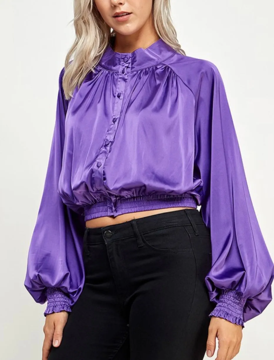 TX7355 Satin long sleeves bottoms Down blouse