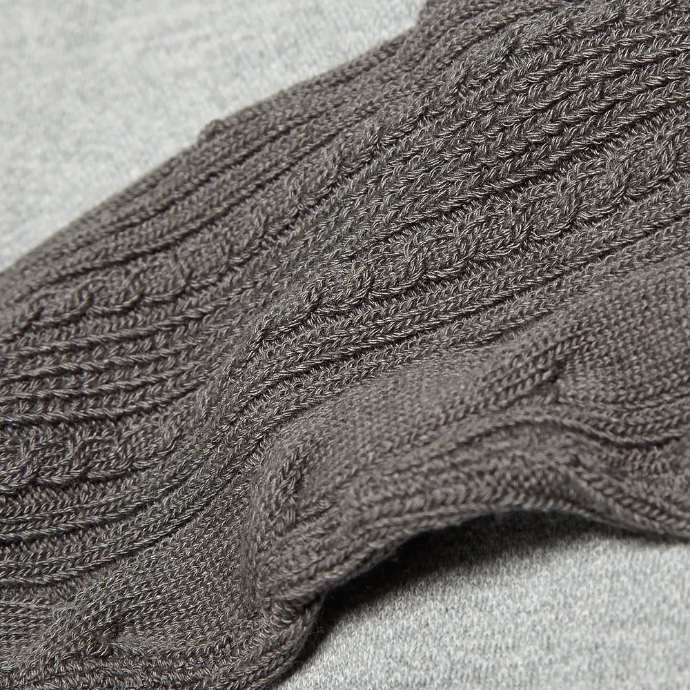 Uniform Experiment Cable Knit Sleeve Crew NeckGrey