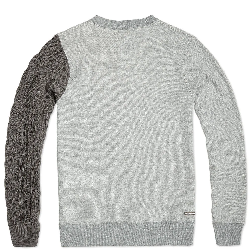 Uniform Experiment Cable Knit Sleeve Crew NeckGrey