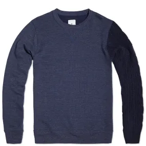 Uniform Experiment Cable Knit Sleeve Crew NeckNavy