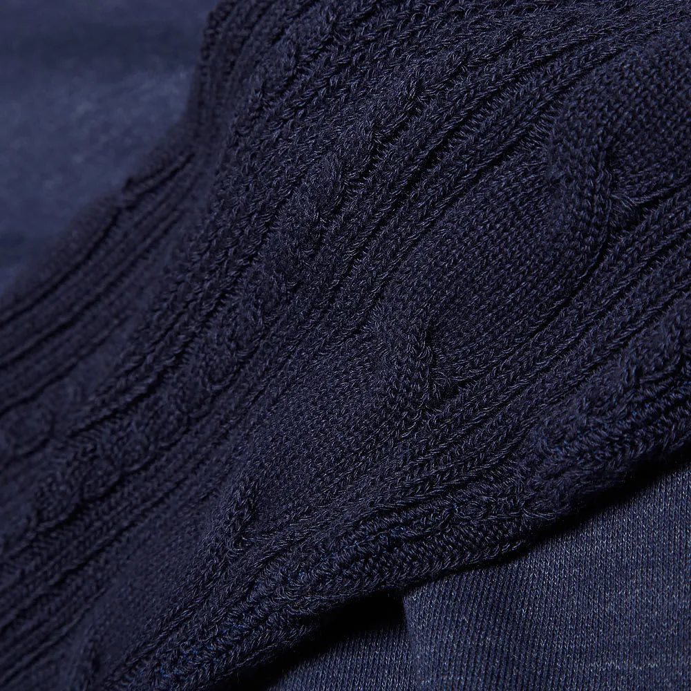 Uniform Experiment Cable Knit Sleeve Crew NeckNavy