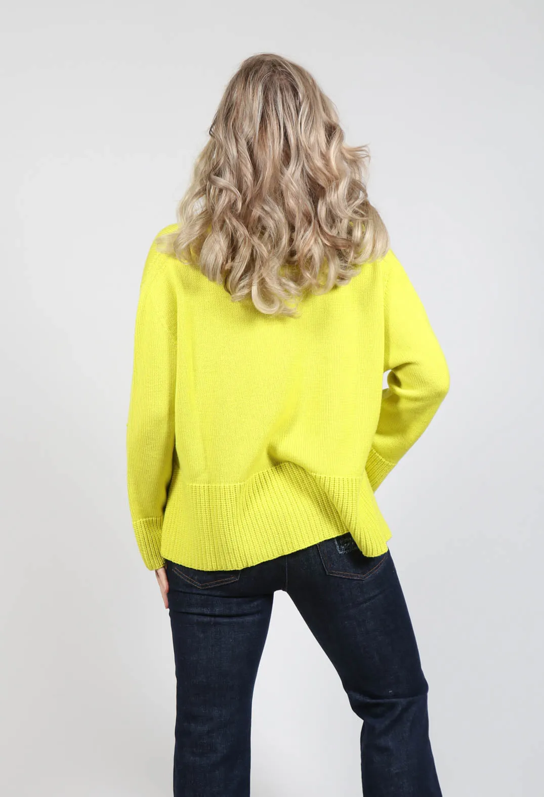 V Neck Jumper in Lime