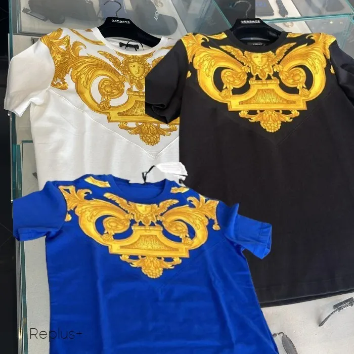 VERSACE  |Crew Neck Pullovers Unisex Plain Short Sleeves Logo Luxury