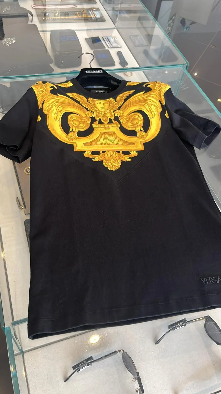 VERSACE  |Crew Neck Pullovers Unisex Plain Short Sleeves Logo Luxury