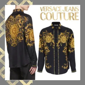 VERSACE JEANS  |Street Style Long Sleeves Logo Shirts