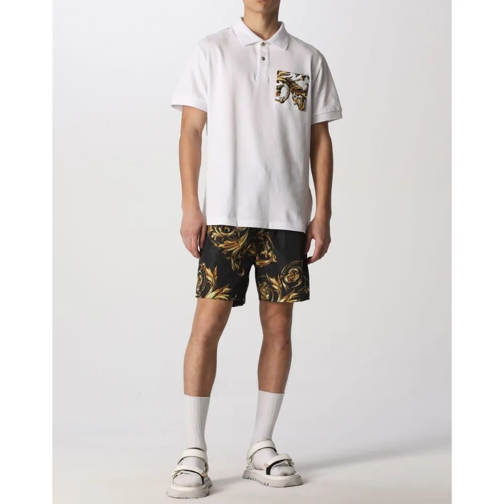 VERSACE JEANS  |Street Style Plain Cotton Short Sleeves Polos