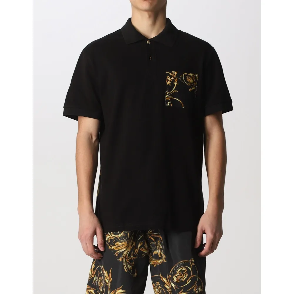 VERSACE JEANS  |Street Style Plain Cotton Short Sleeves Polos