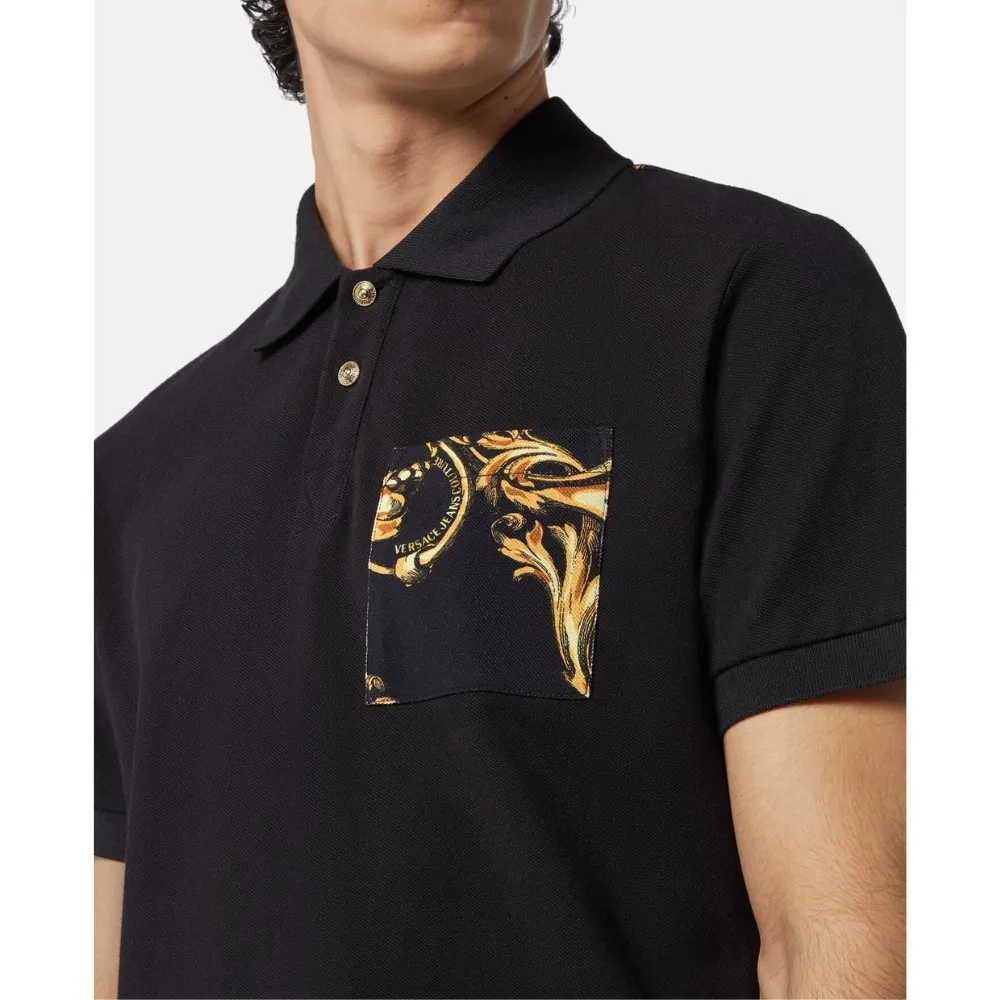 VERSACE JEANS  |Street Style Plain Cotton Short Sleeves Polos