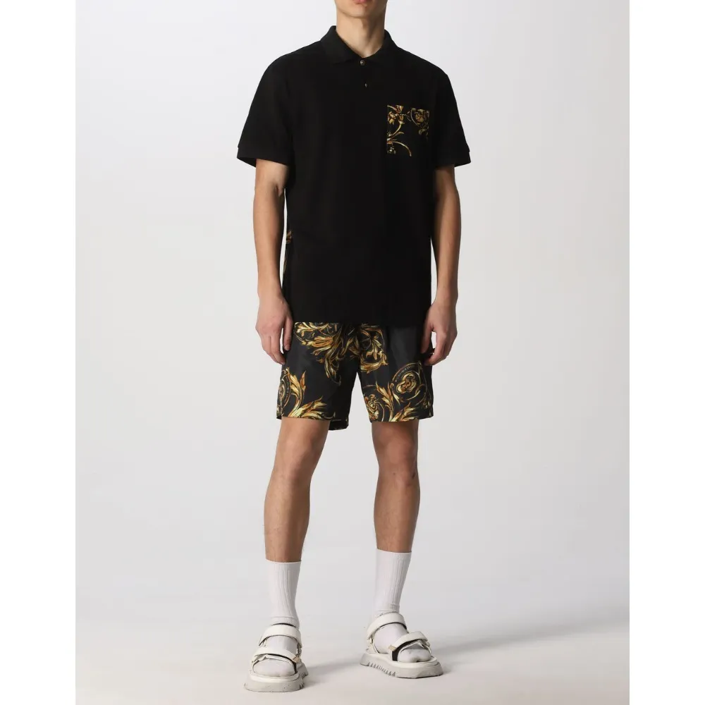 VERSACE JEANS  |Street Style Plain Cotton Short Sleeves Polos