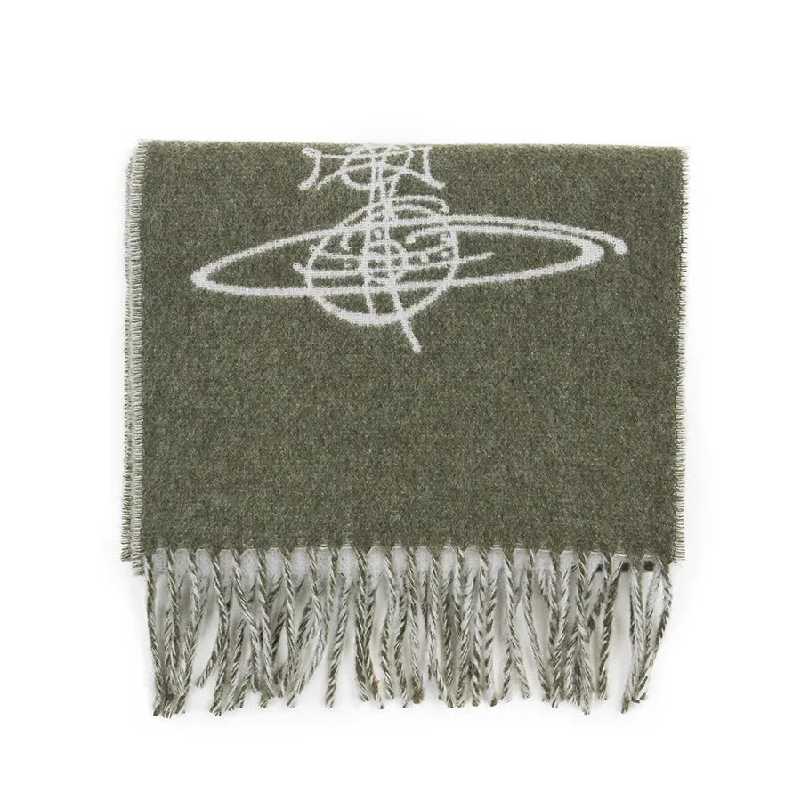 Vivienne Westwood - Double Face Orb Logo Scarf in Green