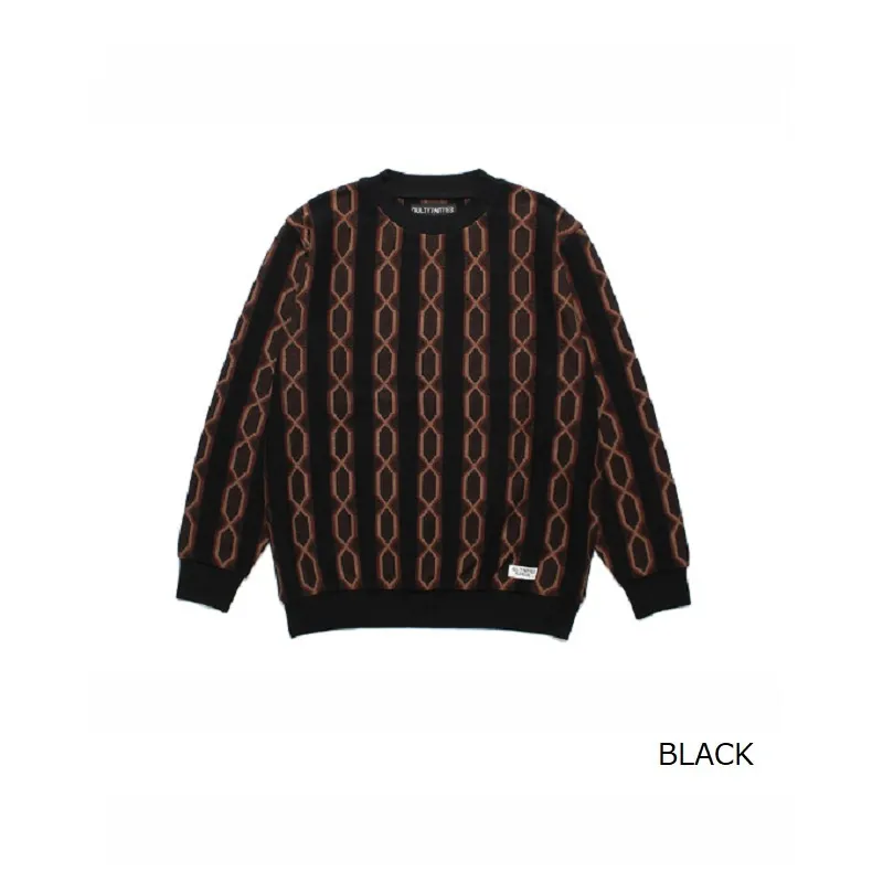 WACKO MARIA  |Crew Neck Pullovers Stripes Long Sleeves Cotton Oversized