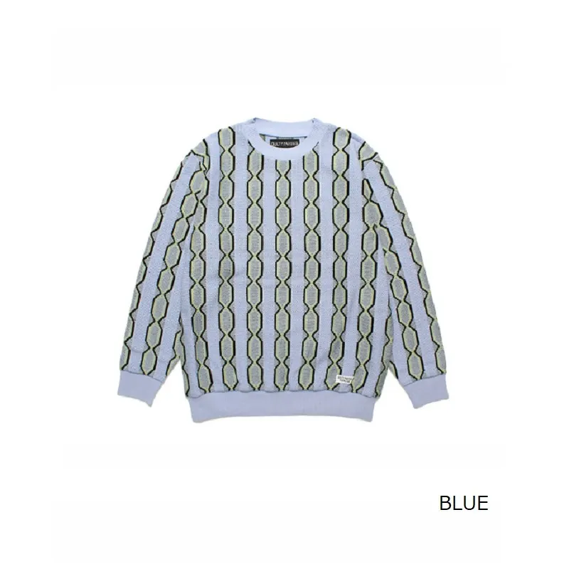 WACKO MARIA  |Crew Neck Pullovers Stripes Long Sleeves Cotton Oversized