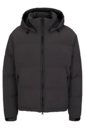 Water-repellent down jacket with detachable hood