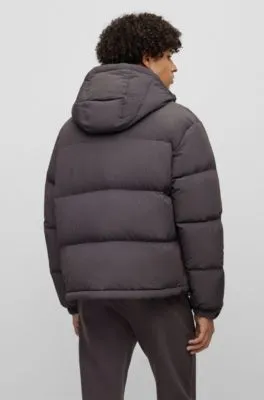 Water-repellent down jacket with detachable hood