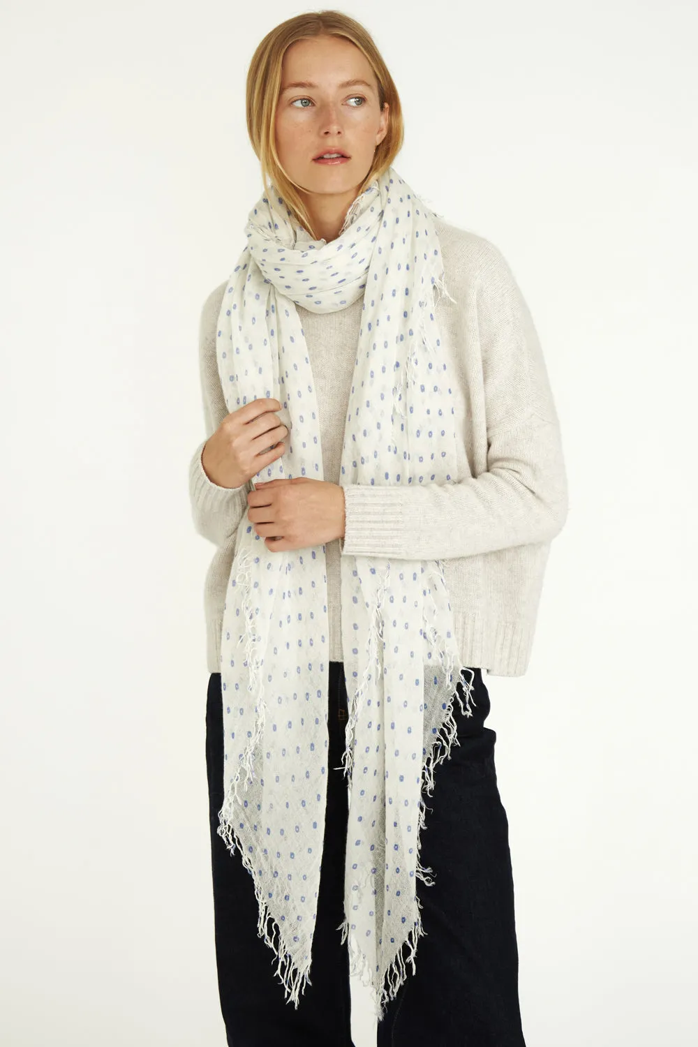 Wedgewood Dot Cashmere and Silk Scarf