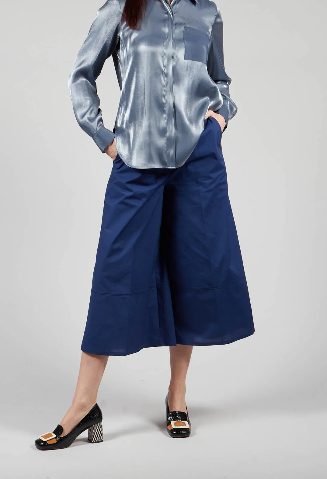 Wide Leg Trousers in Blue