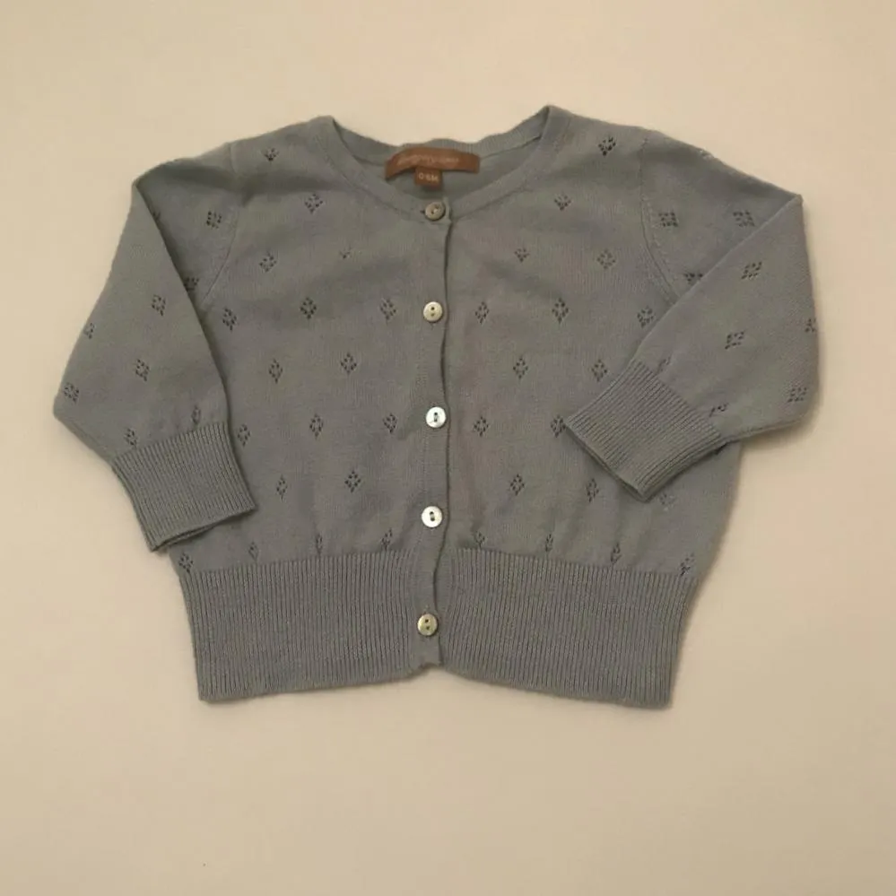 Wild & Gorgeous Duck Egg Blue Cotton Cardigan: 0-6 Months