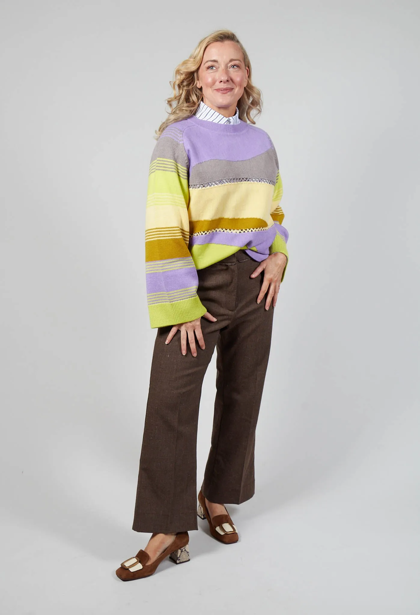 Wool Striped Jumper in Violet